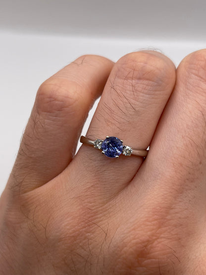 9ct white gold tanzanite and diamond ring