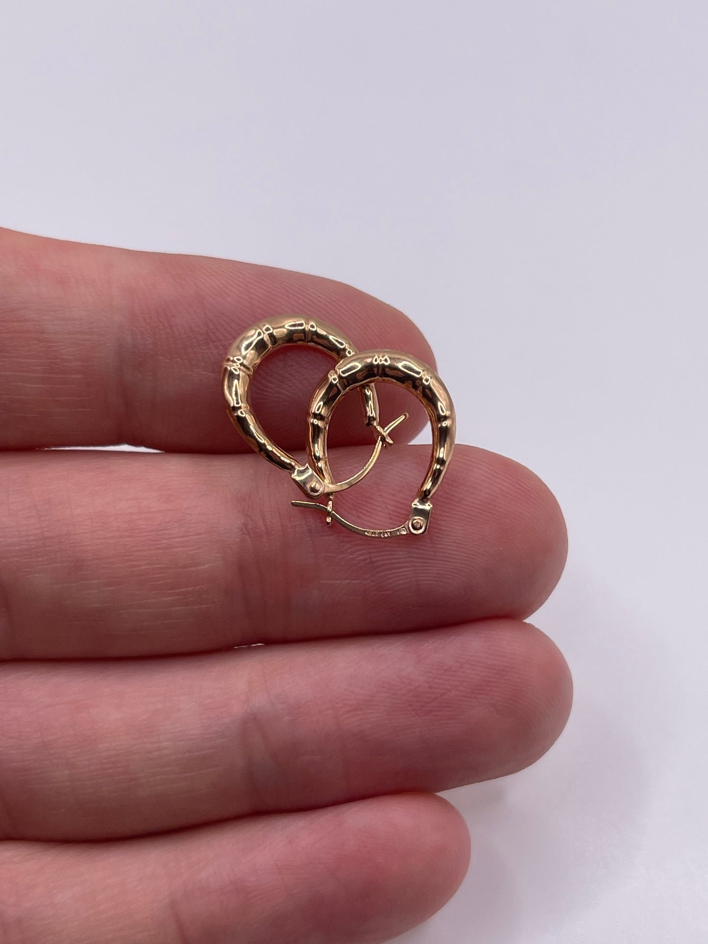 9ct gold bamboo creole earrings