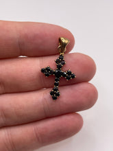 Load image into Gallery viewer, 9ct gold sapphire cross pendant
