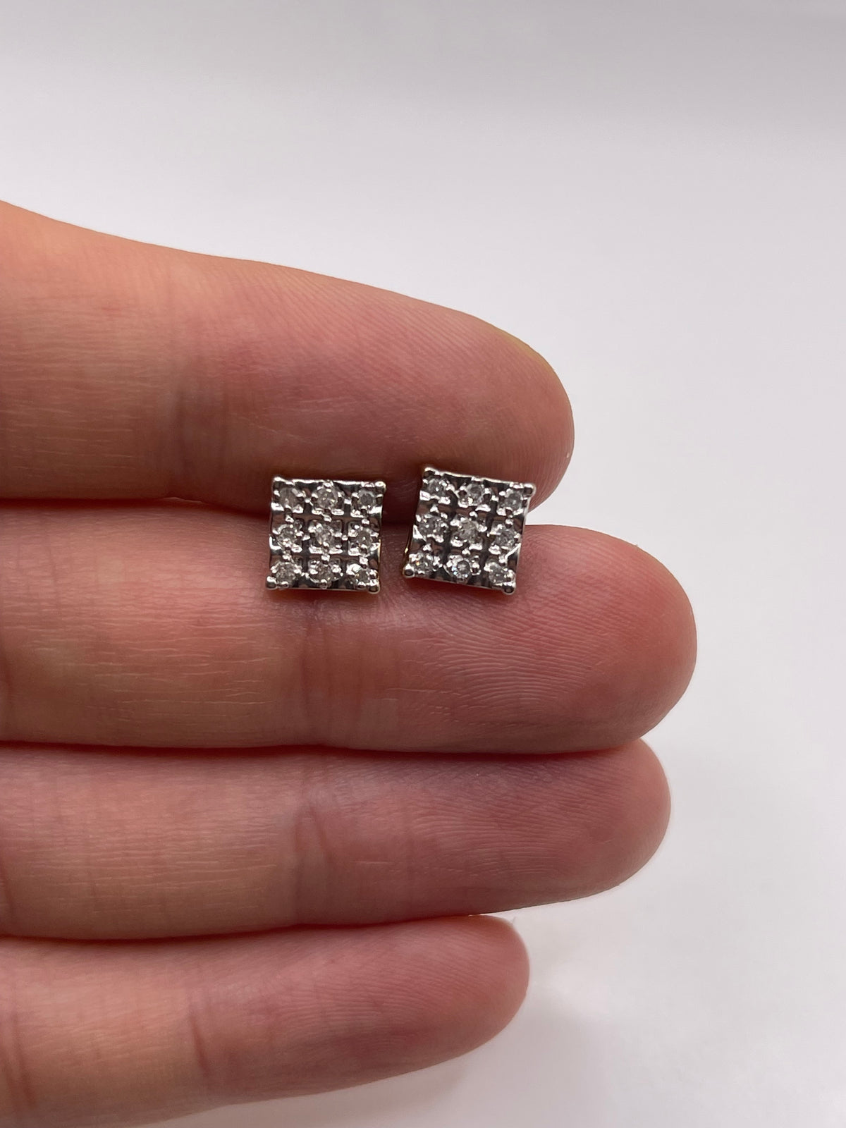 9ct gold diamond cluster earrings