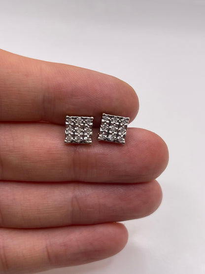 9ct gold diamond cluster earrings