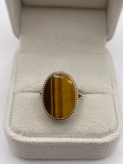 9ct gold tigers eye ring
