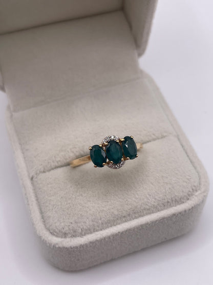 9ct gold grandidierite and zircon ring