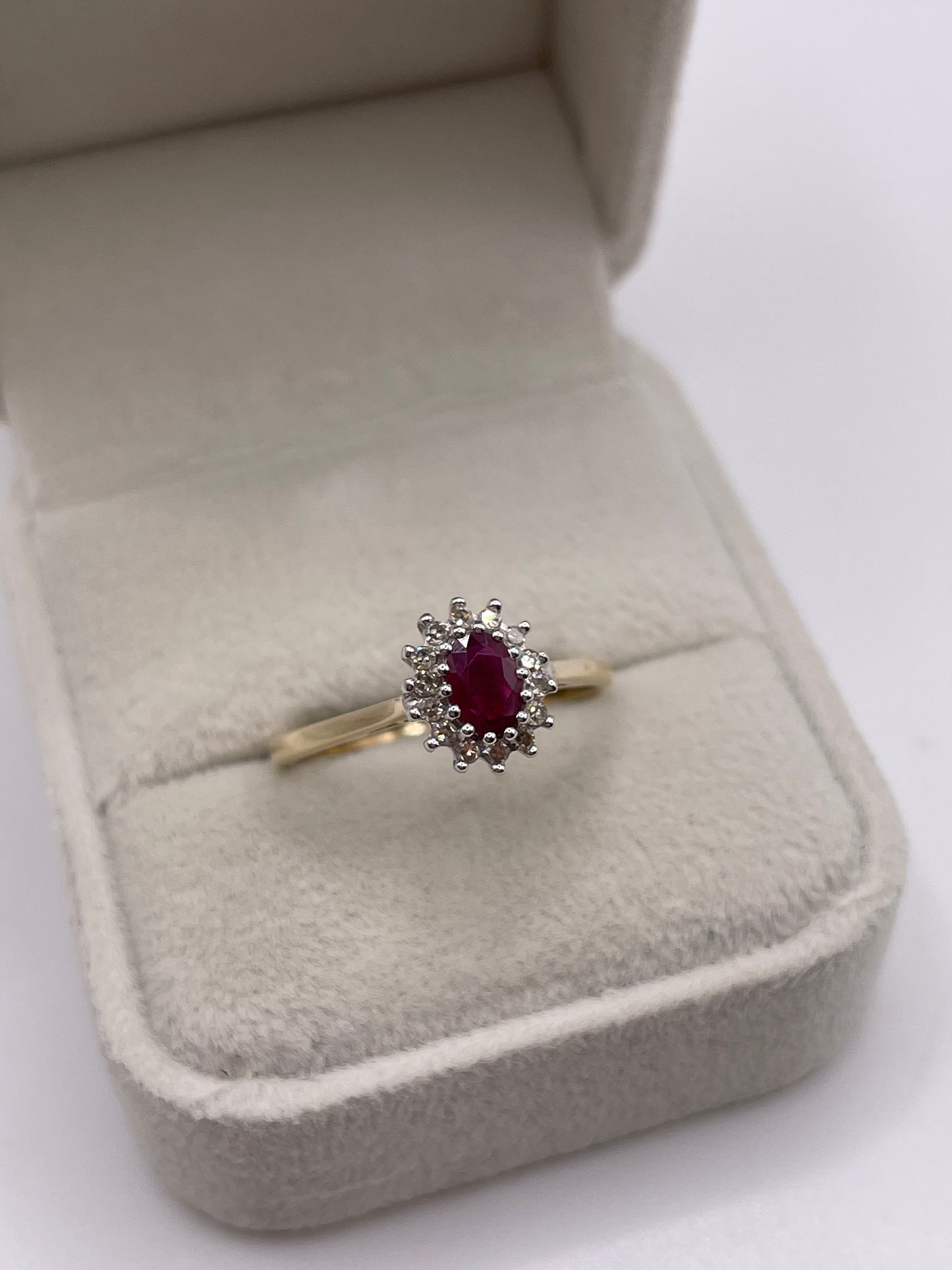 9ct gold ruby and diamond ring