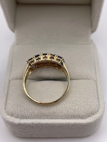 9ct gold multi gemstone and diamond cluster ring