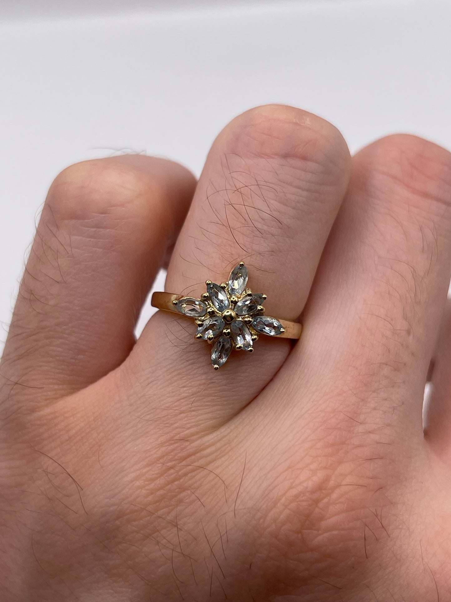 9ct gold aquamarine cluster ring