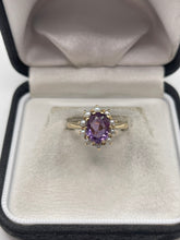 Load image into Gallery viewer, 9ct gold amethyst and pearl ring
