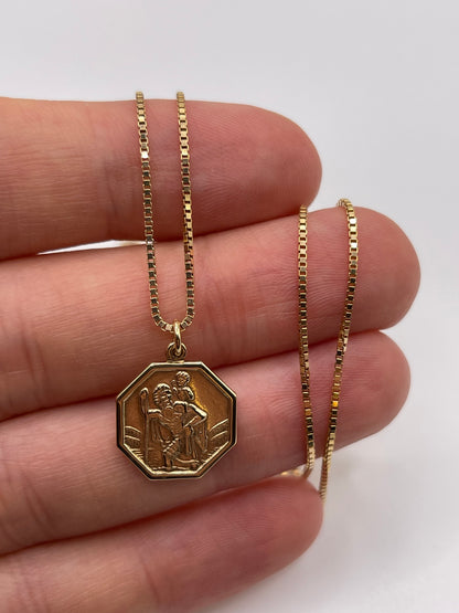 9ct gold st Christopher necklace