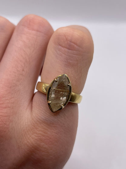 Silver rutile quartz ring