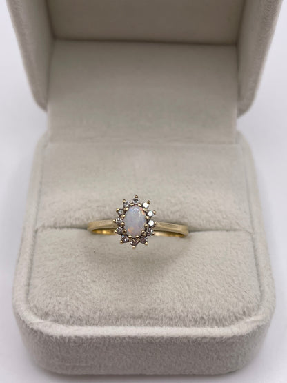 9ct gold opal and diamond ring
