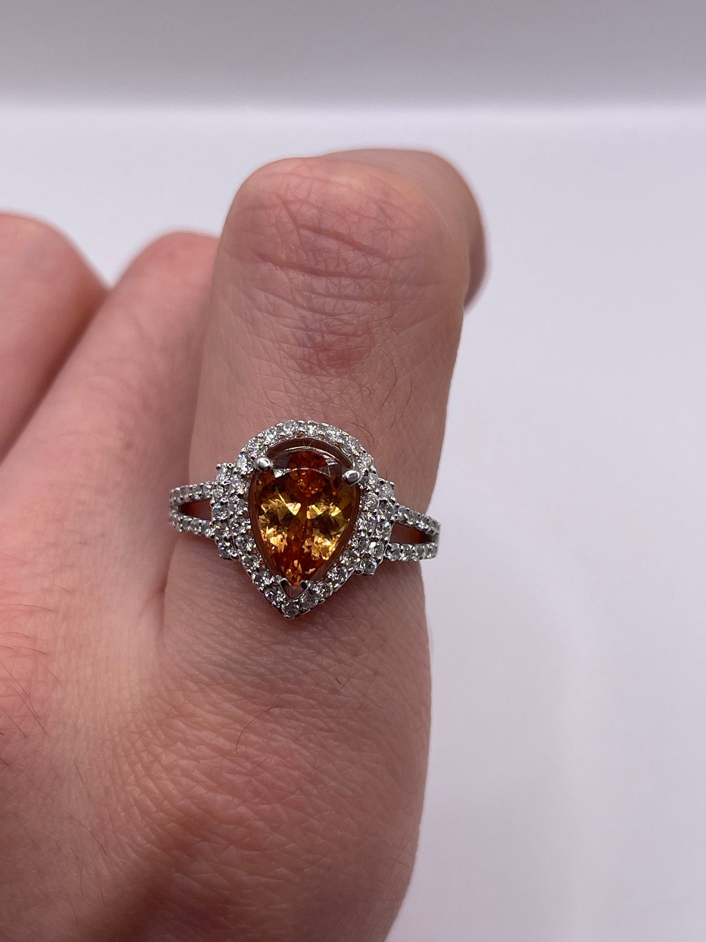 9ct white gold imperial topaz and diamond ring