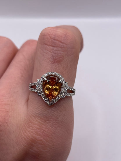 9ct white gold imperial topaz and diamond ring