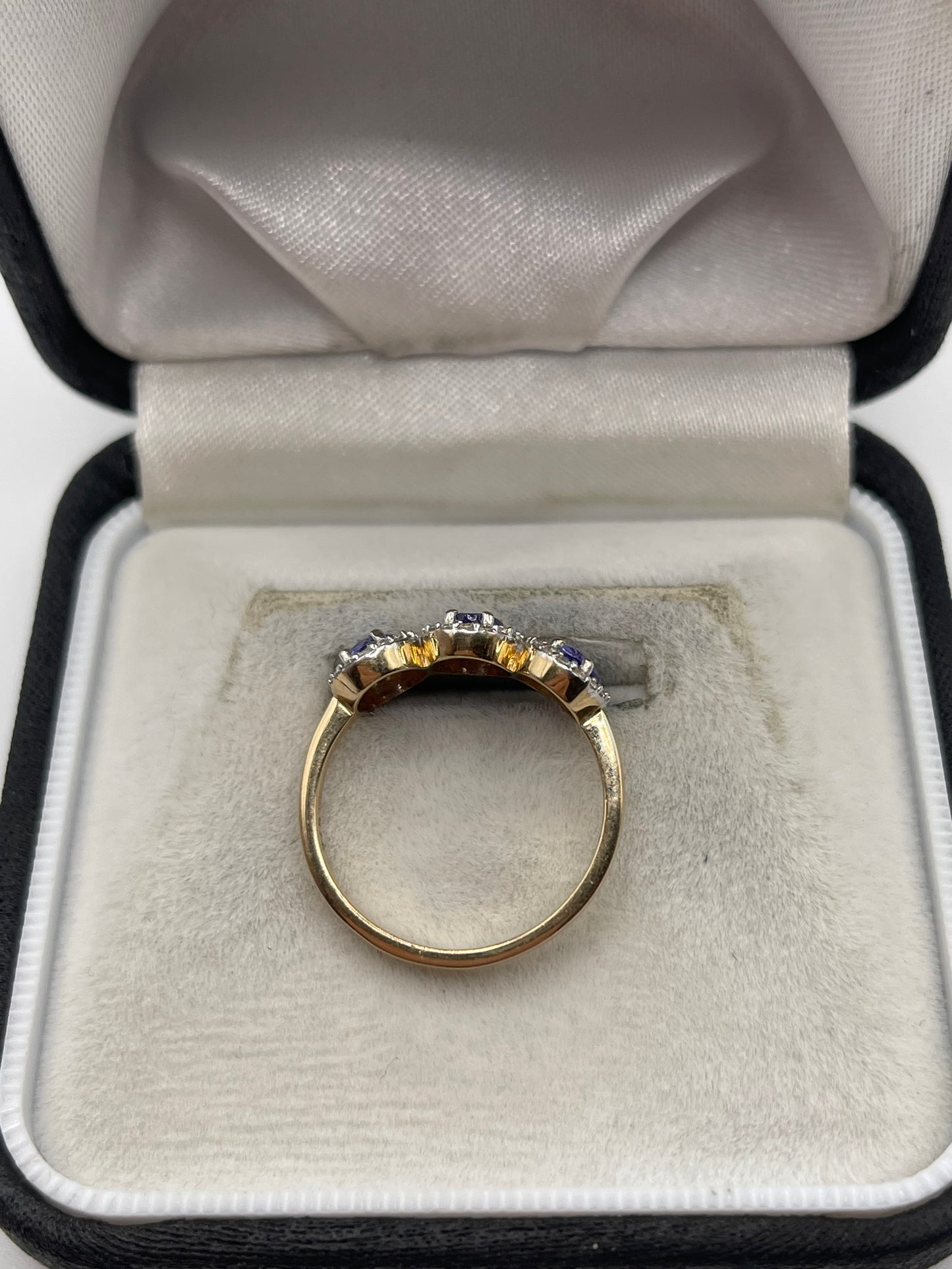9ct gold tanzanite and zircon ring