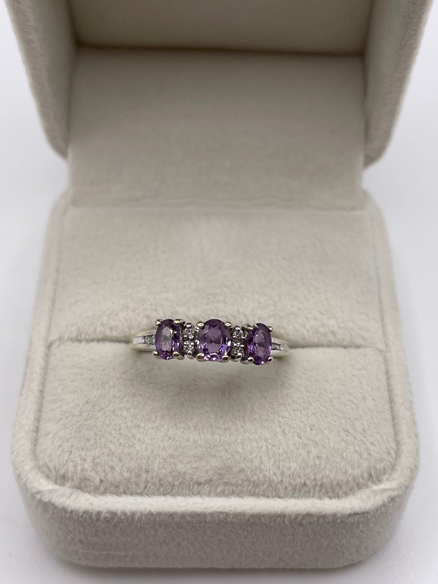 9ct white gold fancy sapphire and diamond ring