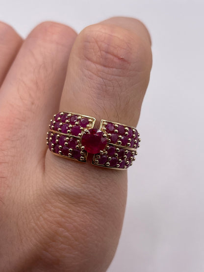9ct gold ruby cluster ring