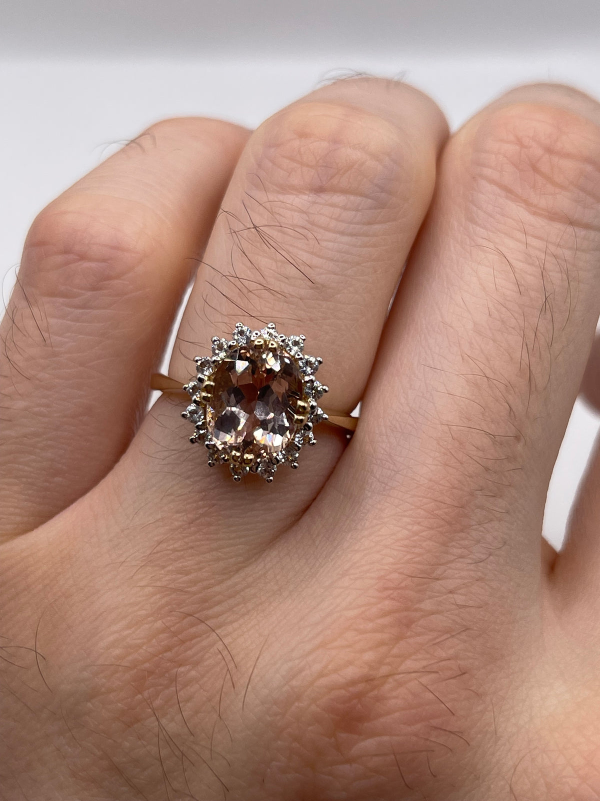 9ct gold morganite and zircon ring