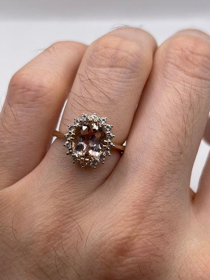 9ct gold morganite and zircon ring