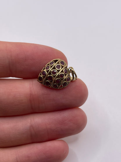 9ct gold sapphire and ruby heart pendant