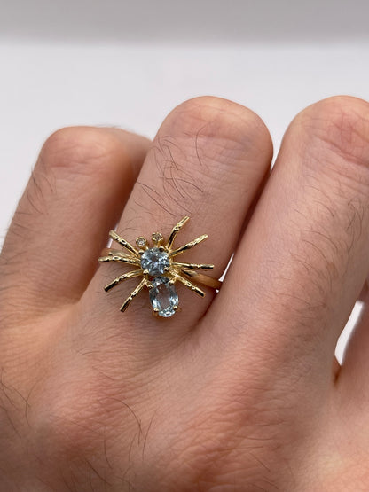 9ct gold topaz and diamond spider ring