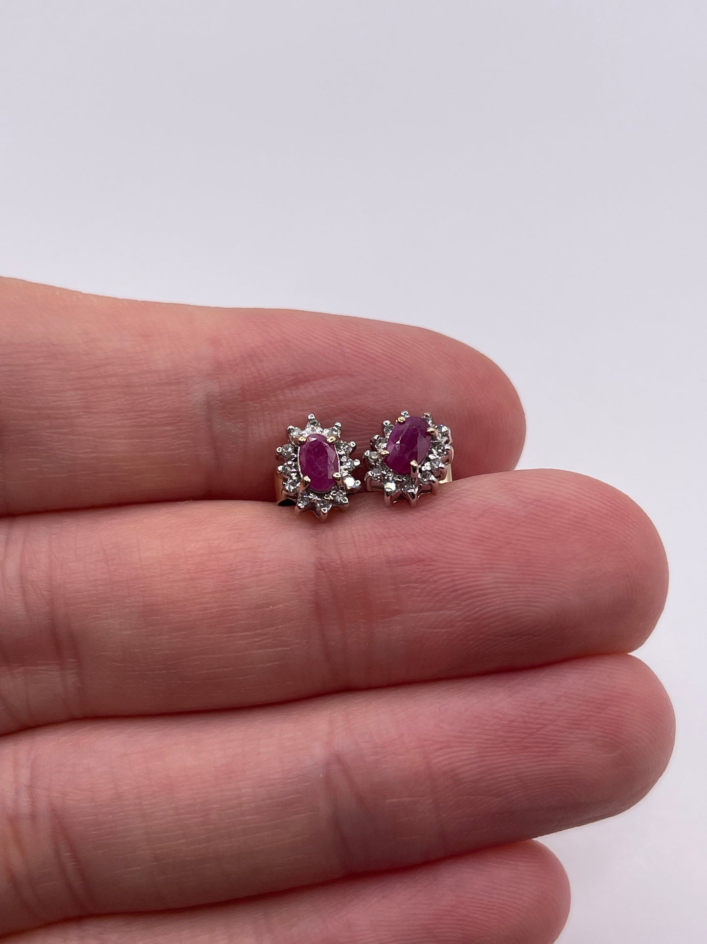 9ct gold ruby and diamond earrings
