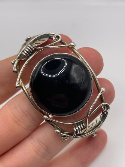 Silver onyx bangle