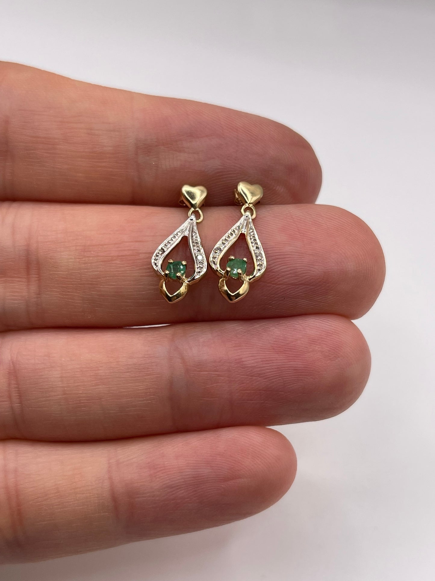9ct gold emerald and diamond earrings