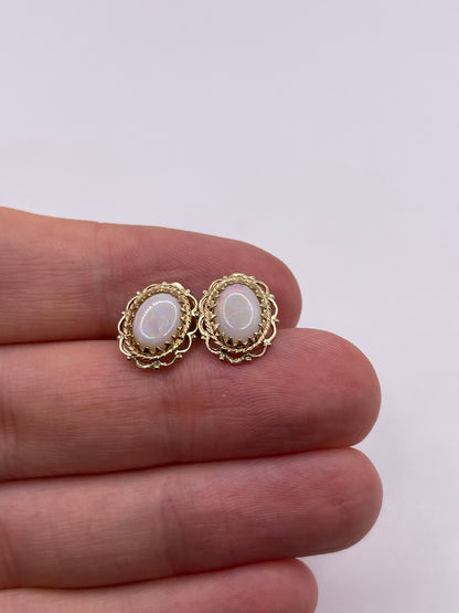 9ct gold opal earrings