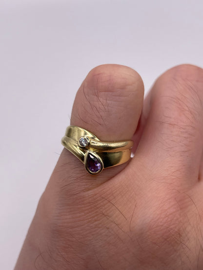 9ct gold amethyst and diamond ring