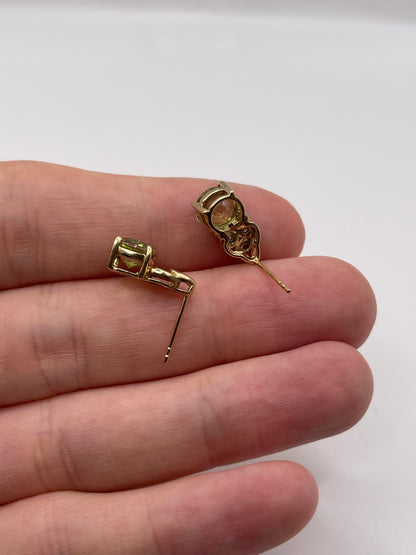 9ct gold peridot and diamond earrings