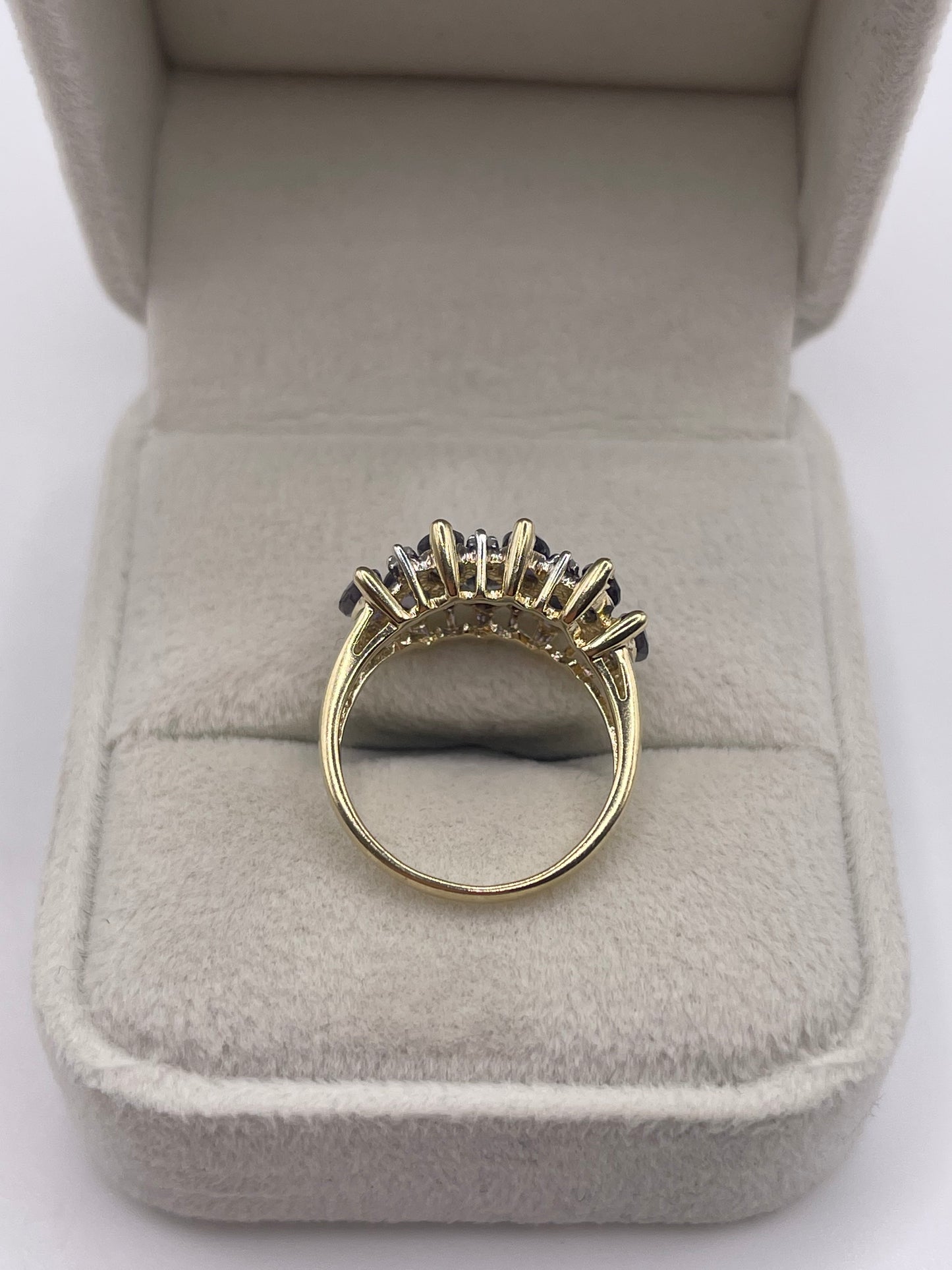 9ct gold iolite and diamond ring