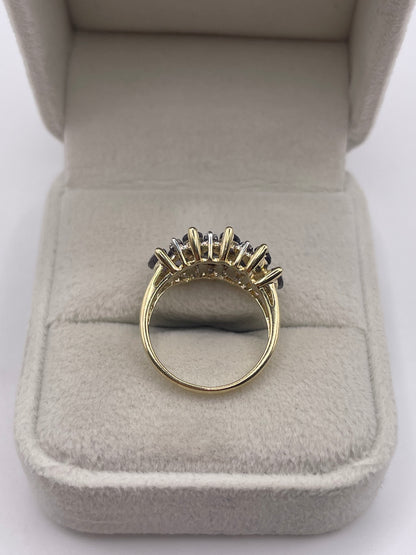 9ct gold iolite and diamond ring