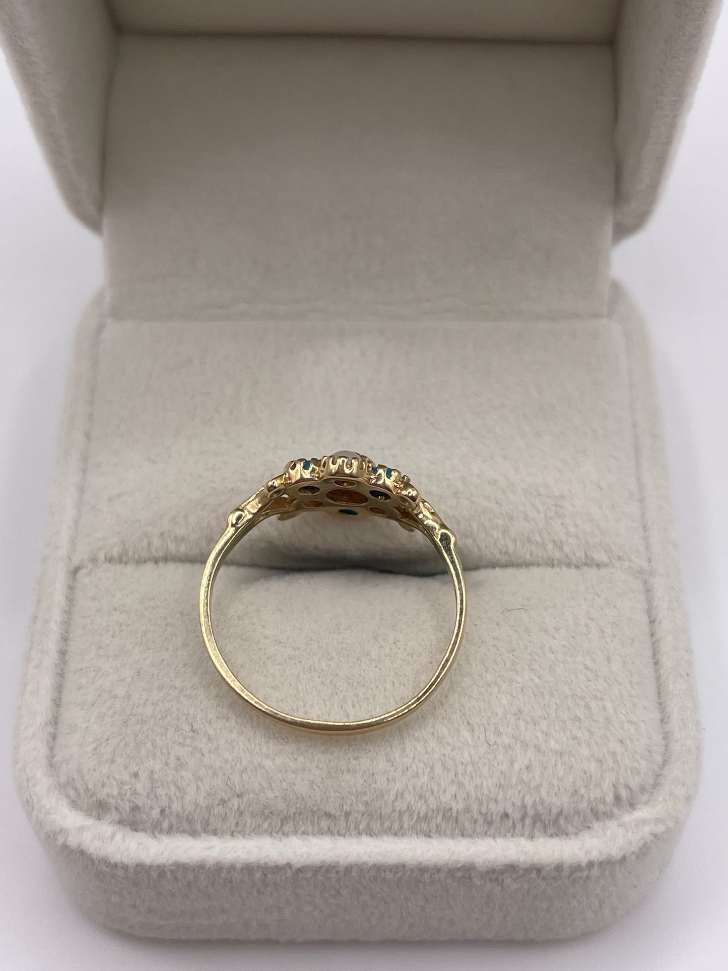 9ct gold turquoise and pearl ring