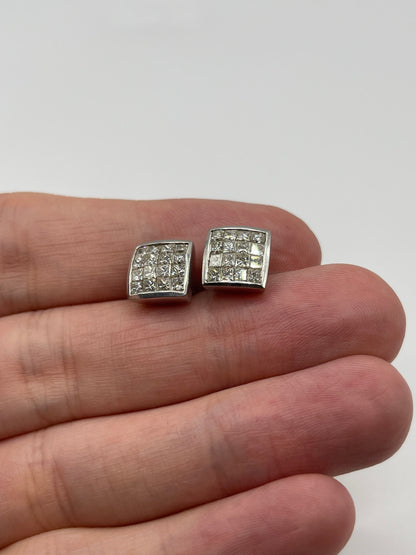18ct white gold diamond cluster earrings