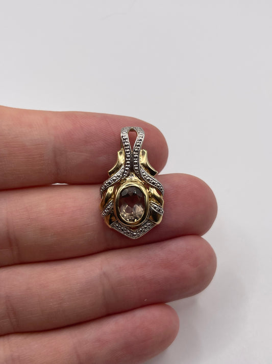 9ct gold Smokey quartz pendant