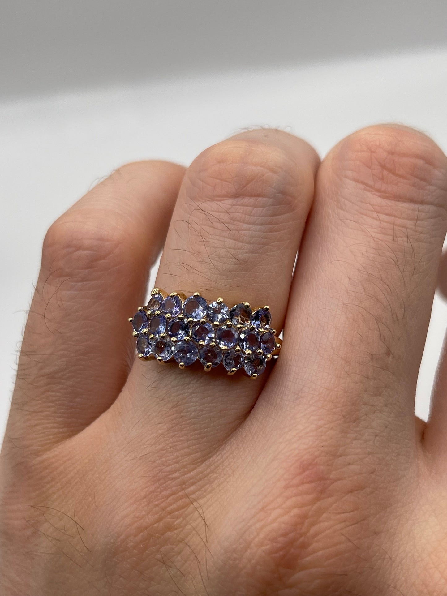 9ct gold tanzanite cluster ring