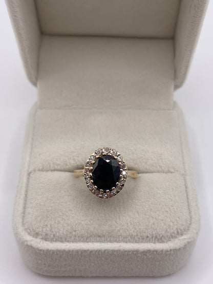 9ct gold sapphire and diamond ring