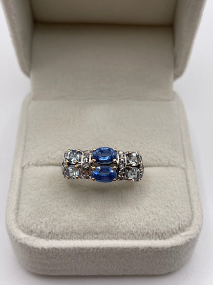 9ct gold multi gemstone and diamond ring