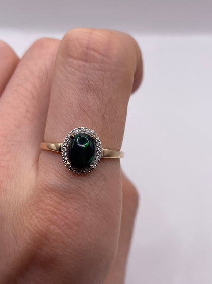 9ct gold opal and zircon ring