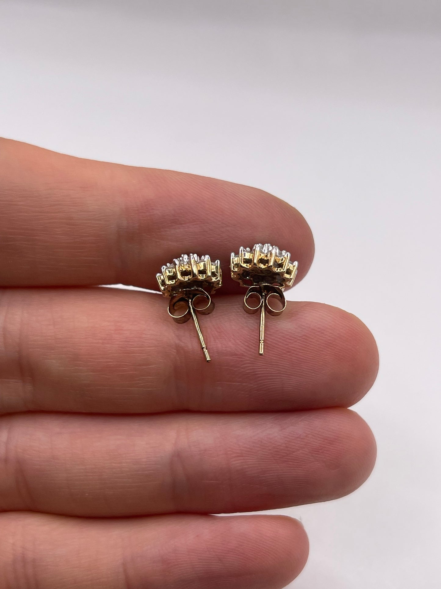 9ct gold diamond cluster earrings