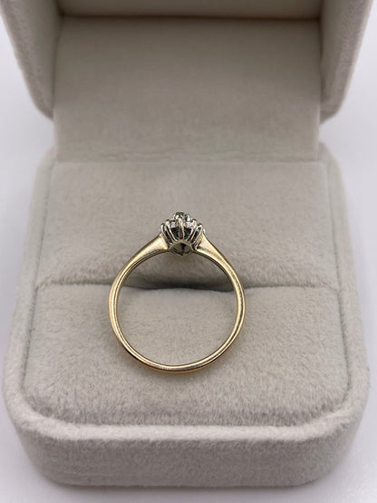 9ct gold emerald and diamond ring