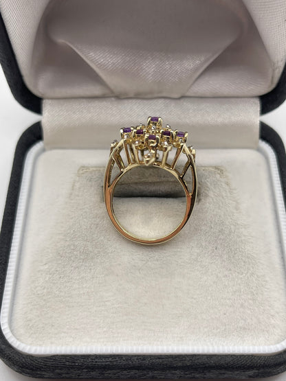 9ct gold amethyst and diamond ring
