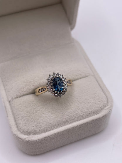 9ct gold topaz and diamond ring