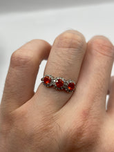 Load image into Gallery viewer, 9ct white gold fire opal and diamond ring
