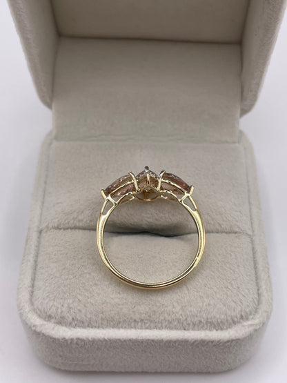 9ct gold morganite and zircon ring