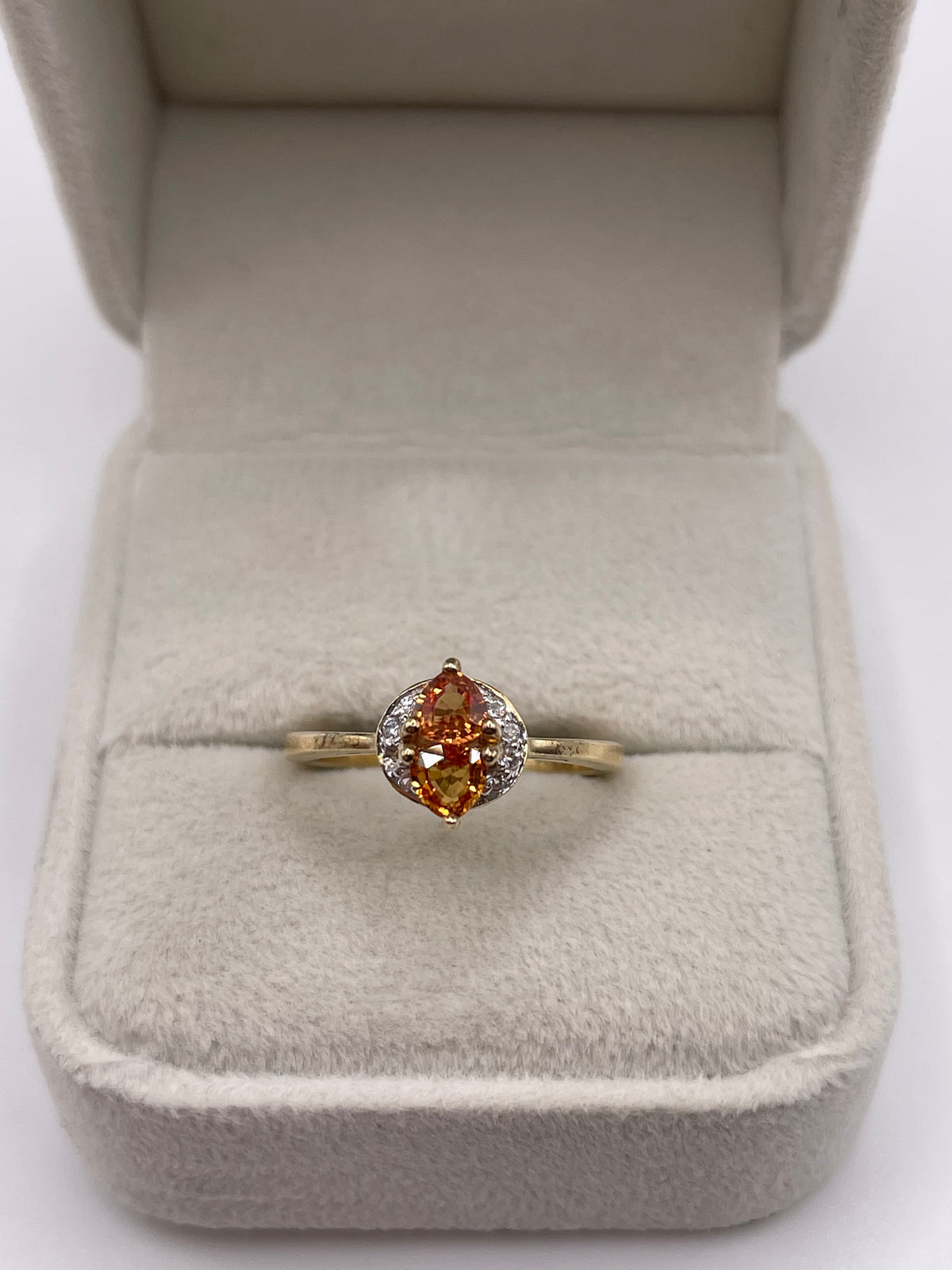 9ct gold orange sapphire and diamond ring