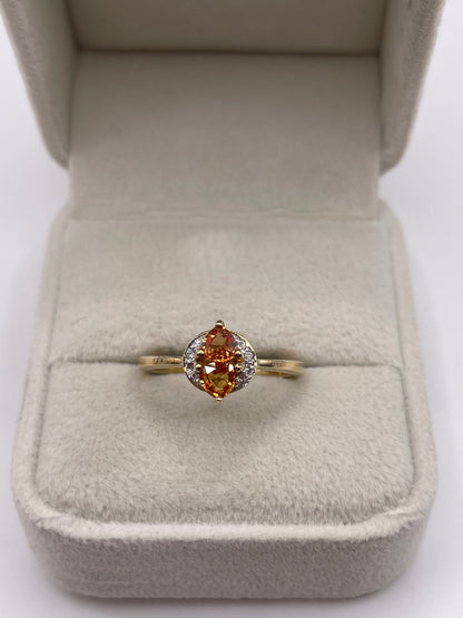 9ct gold orange sapphire and diamond ring
