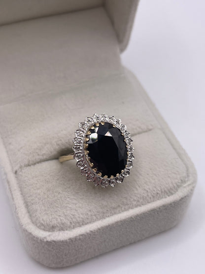 9ct gold sapphire and diamond ring
