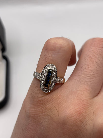 9ct gold sapphire and diamond ring