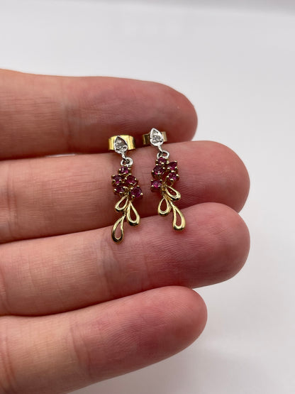 9ct gold ruby and diamond earrings