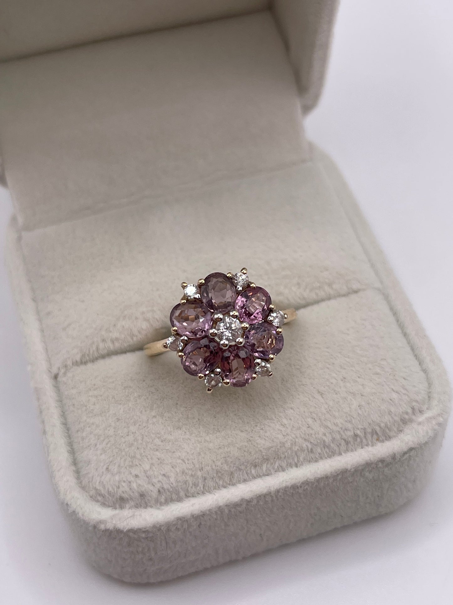 9ct gold tourmaline and zircon ring